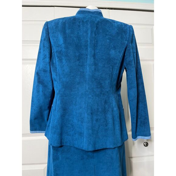 Cheng & Cheng Tailor Blue Suede Suit Dress Custom Design RARE! EUC! - Picture 5 of 11
